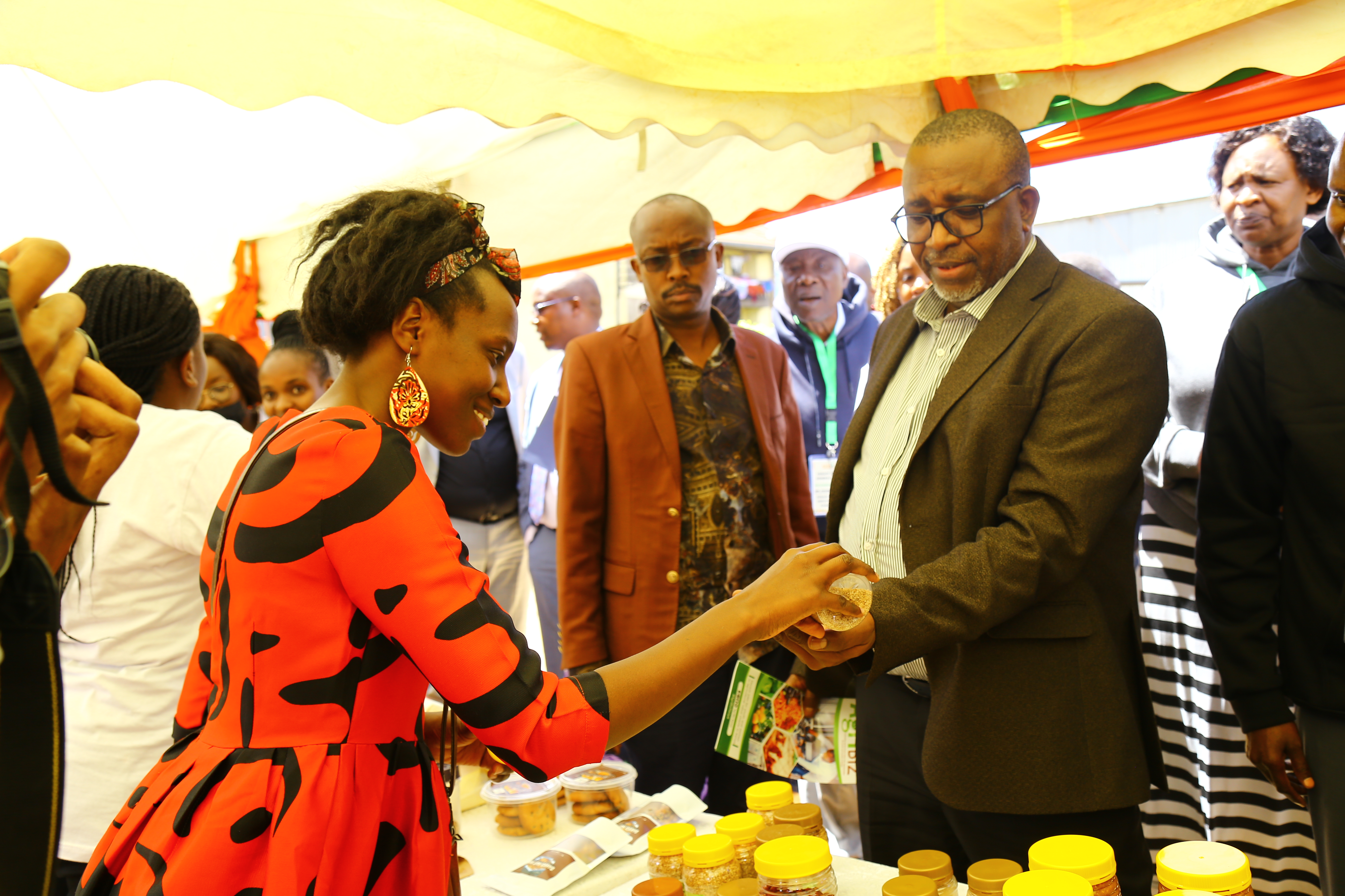 Hon. Mithika Linturi, Cabinet Secretary, Ministry of Agriculture & Livestock Development, visits the exhibition stand of our Affiliate members at the FCC on December 2, 2022.